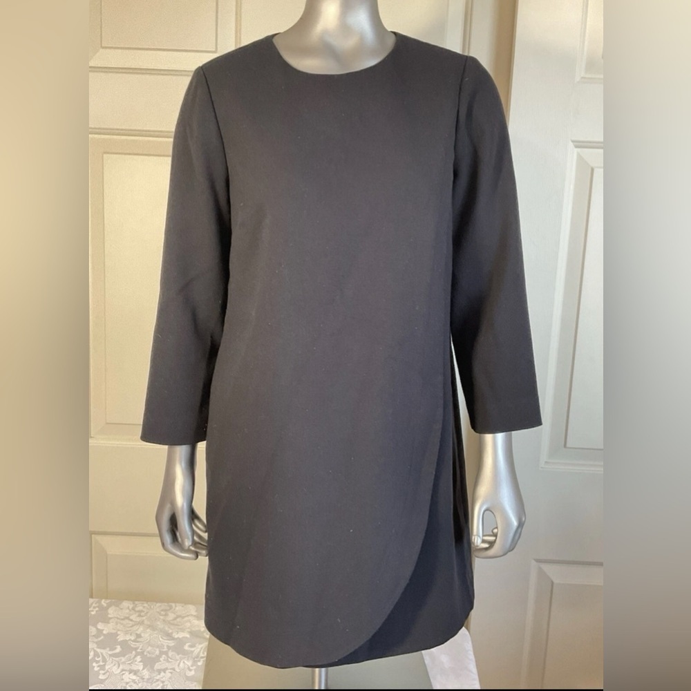 J. Crew Dress Womens Size 6 Petite black Back zip up 3/4 sleeve Knee Length